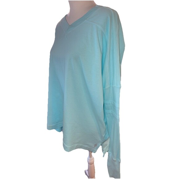 Free People Movement All Star Layer Oversized Long Sleeve Tee Poolside Blue Sz S - Picture 3 of 13